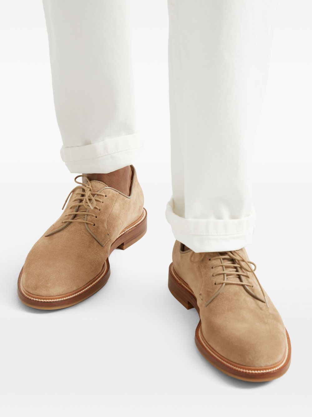 Brunello Cucinelli Round Head Loafer Shoes In Nude