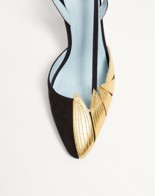 Shop Valentino Foliefoliage Suede Slingback Pump 90mm In Multicolor