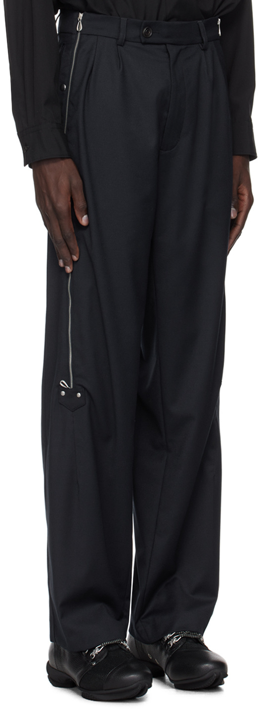 Kiko Kostadinov Navy Knox Zip Trousers In Black
