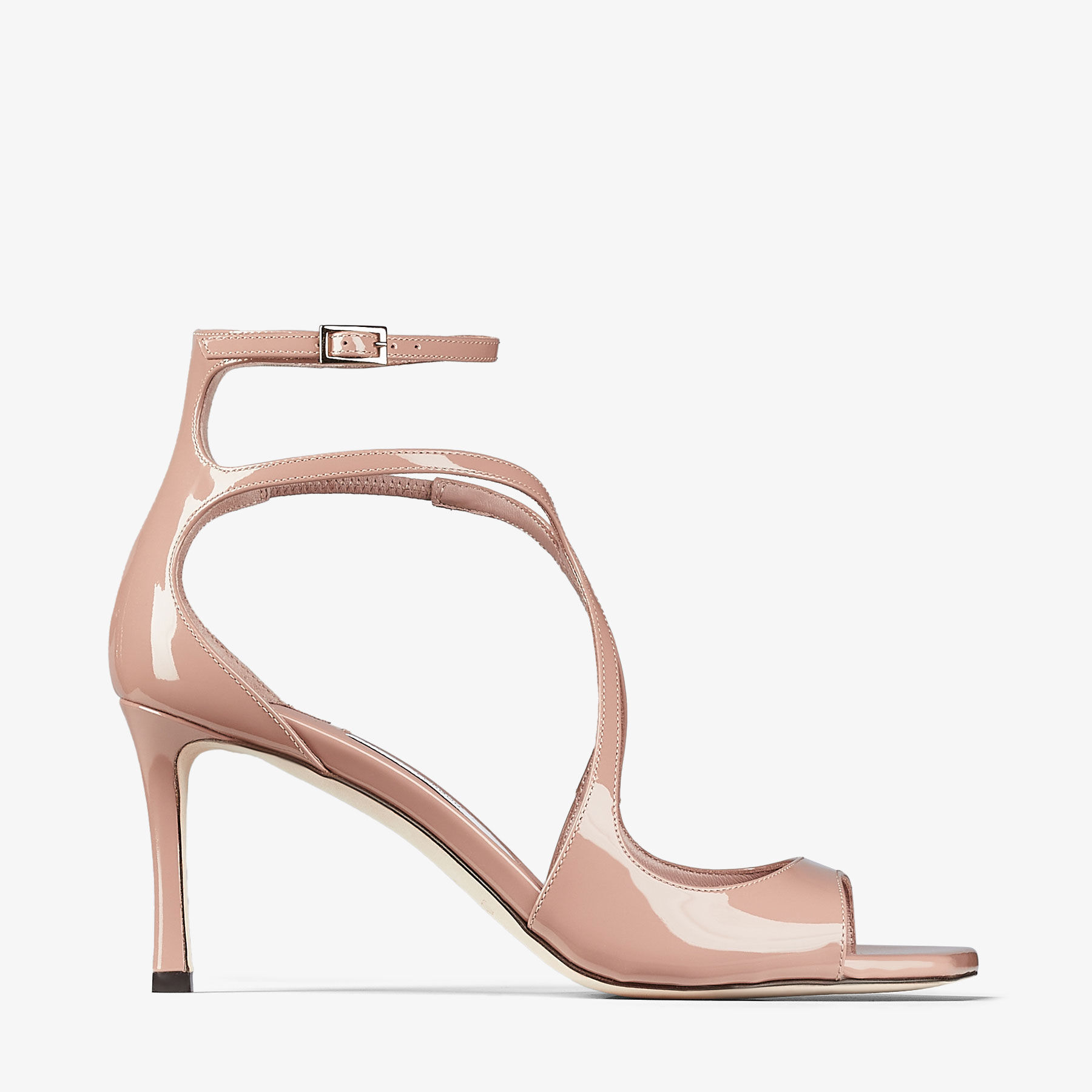 Jimmy Choo Azia 75mm Patent-leather Sandals In Nude