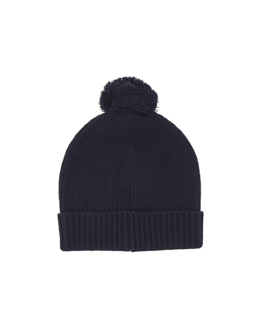 Valentino Embroidered Logo Pompom Beanie In Black