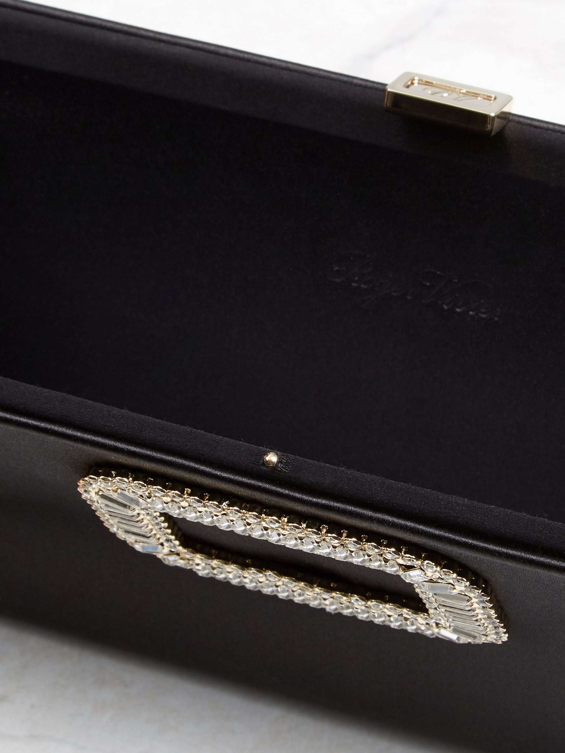 Roger Vivier Buckle Embellished Clutch Bag In Black