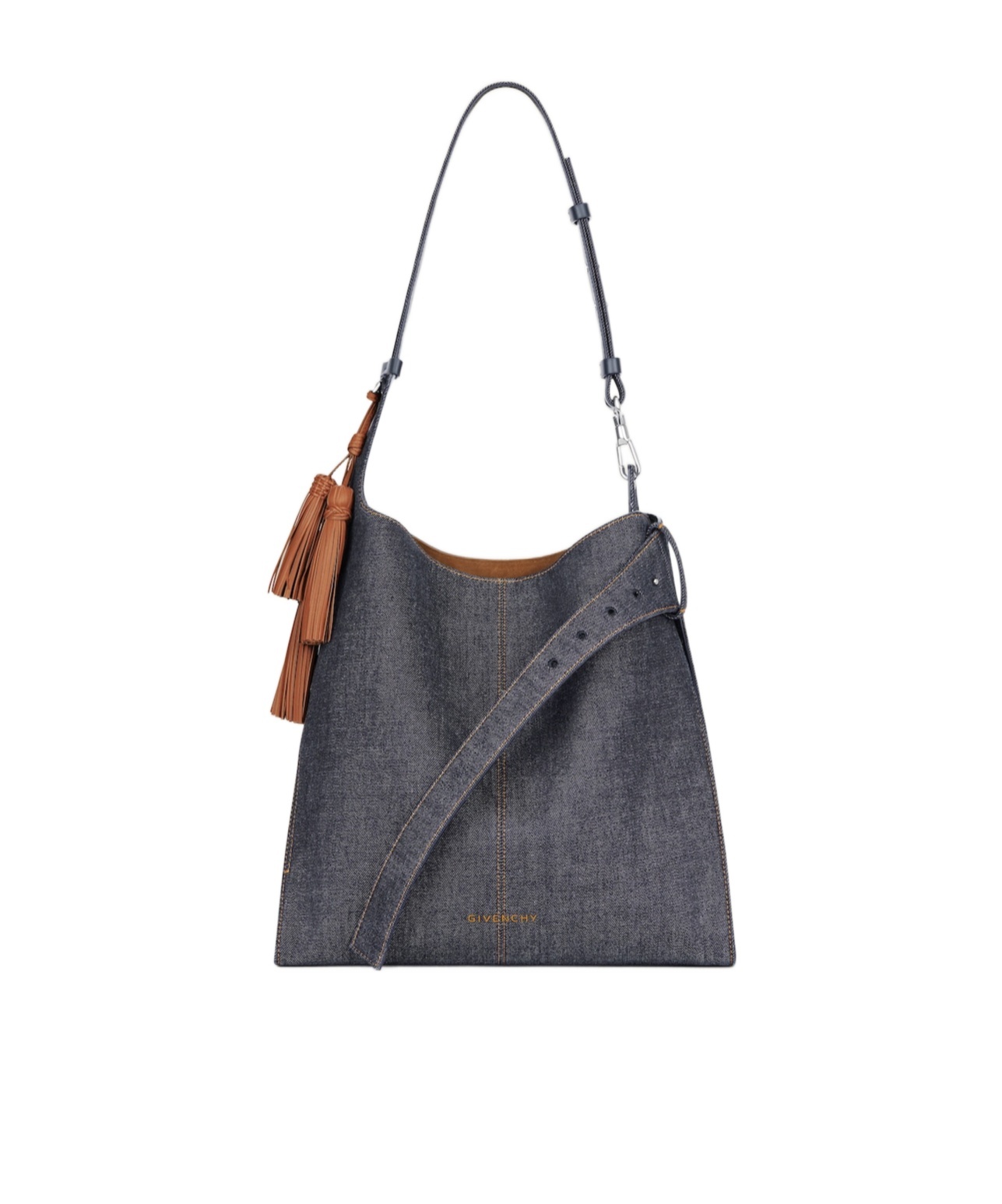 Givenchy Medium Belted Hobo Bag In Denim In Purple