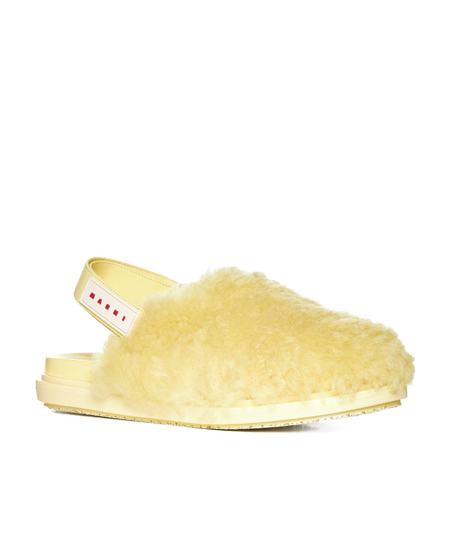 Marni Light Yellow Shearling Sabot In Yellow