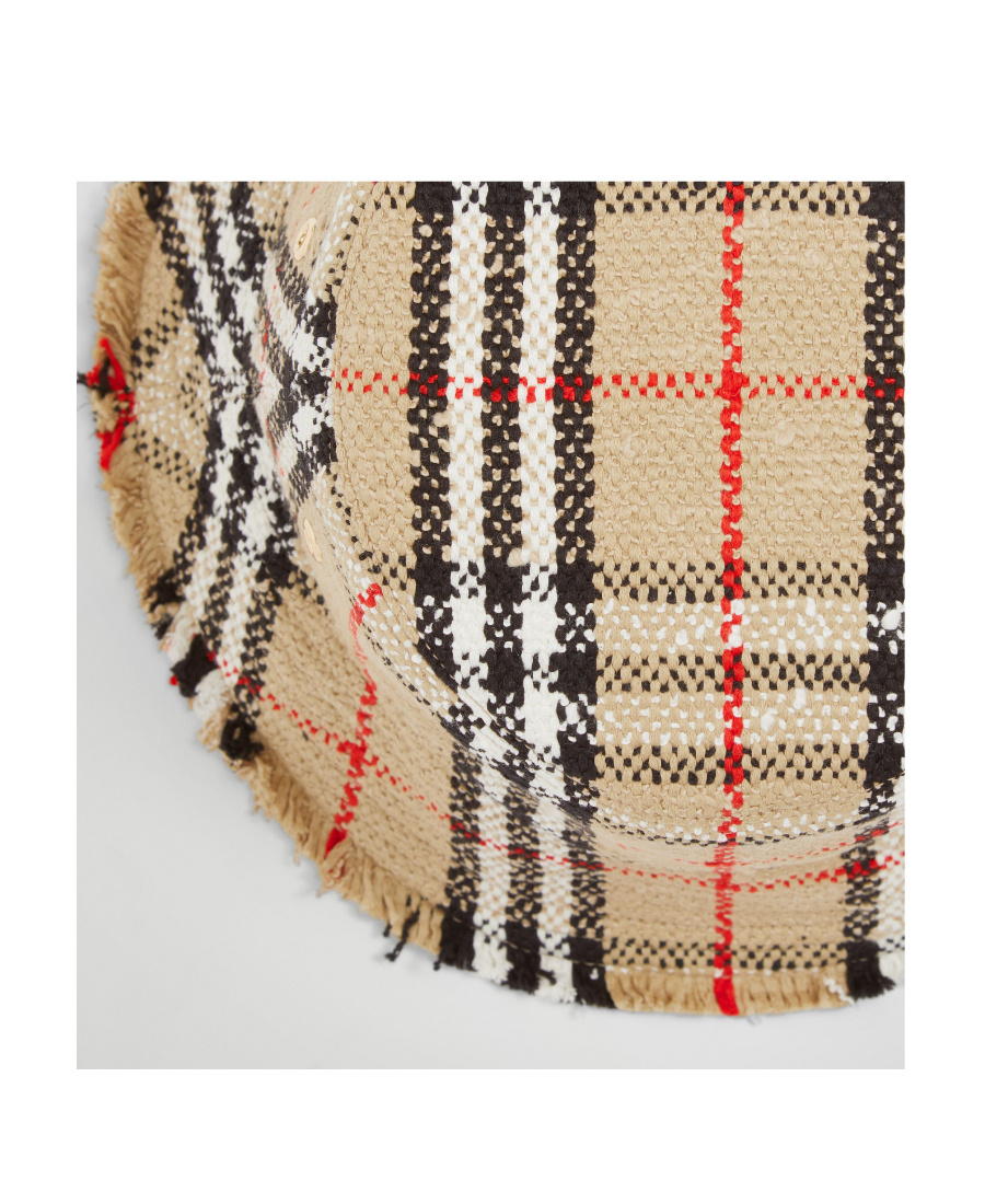 Burberry Vintage Check Boucle Wool-blend Bucket Hat In Nude
