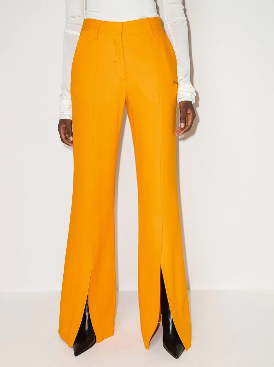 Off-white Front Slit Tailored Trousers In Orange