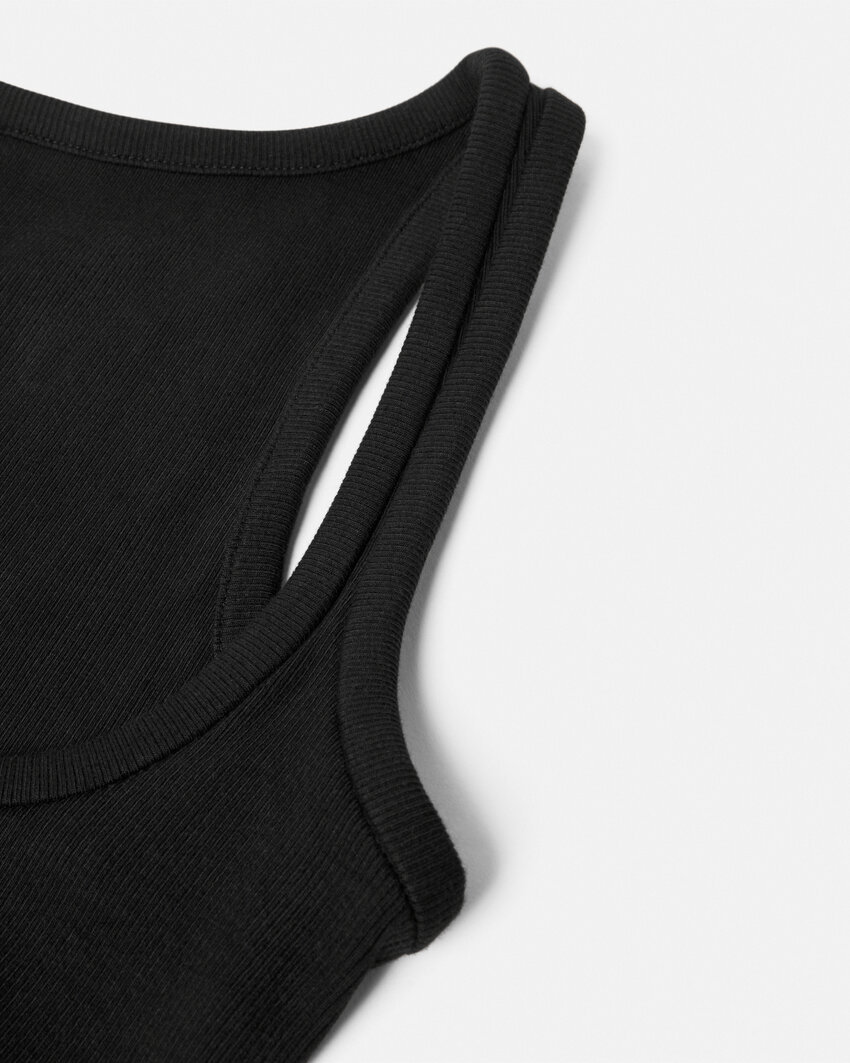 Versace Logo-embroidered Tank Top In Black