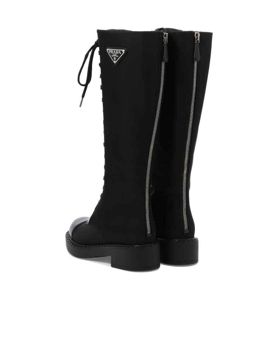 Prada Lace-up Boots In Black