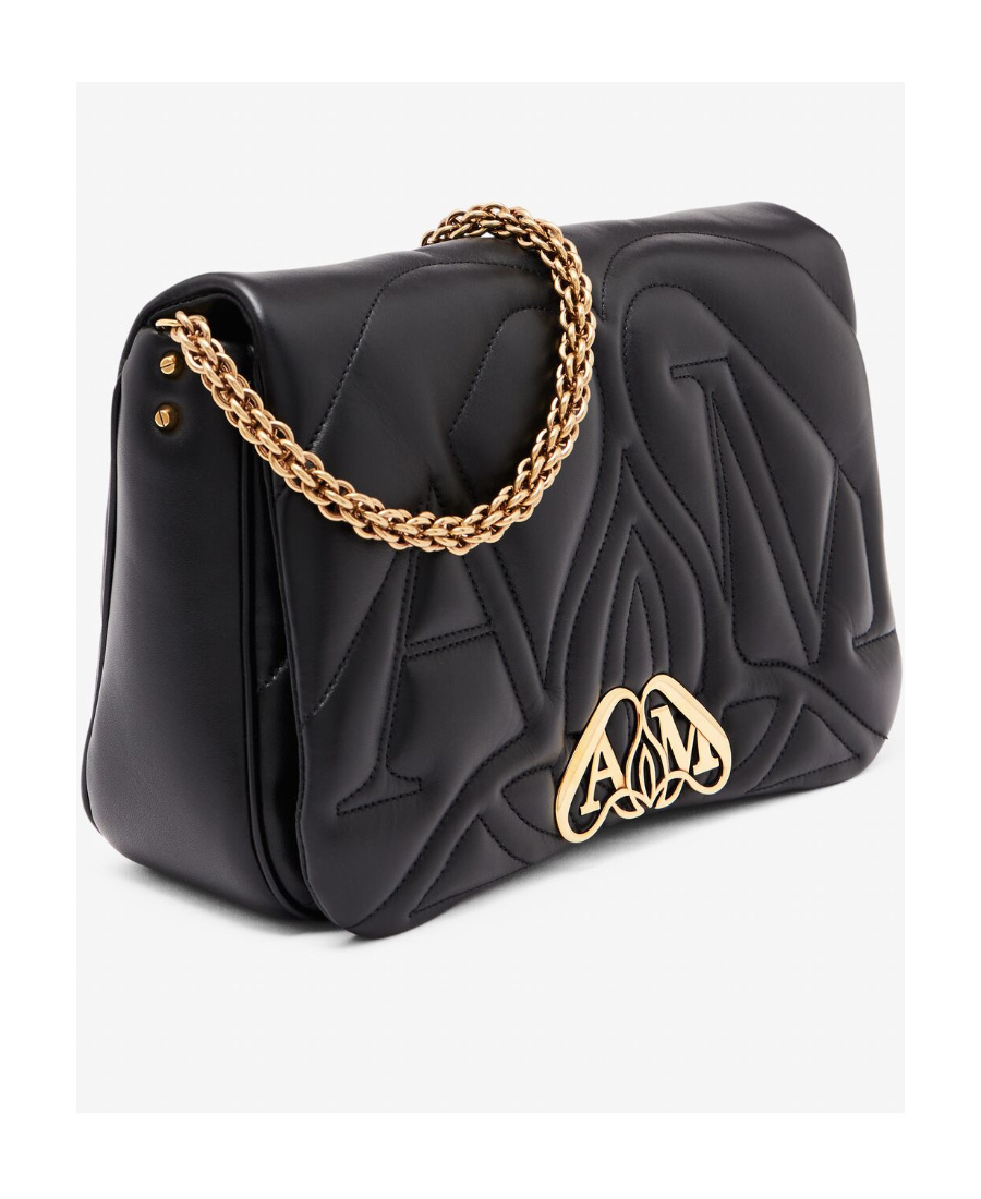 Alexander Mcqueen Quilted Leather The Seal Shoulder Bag In Black