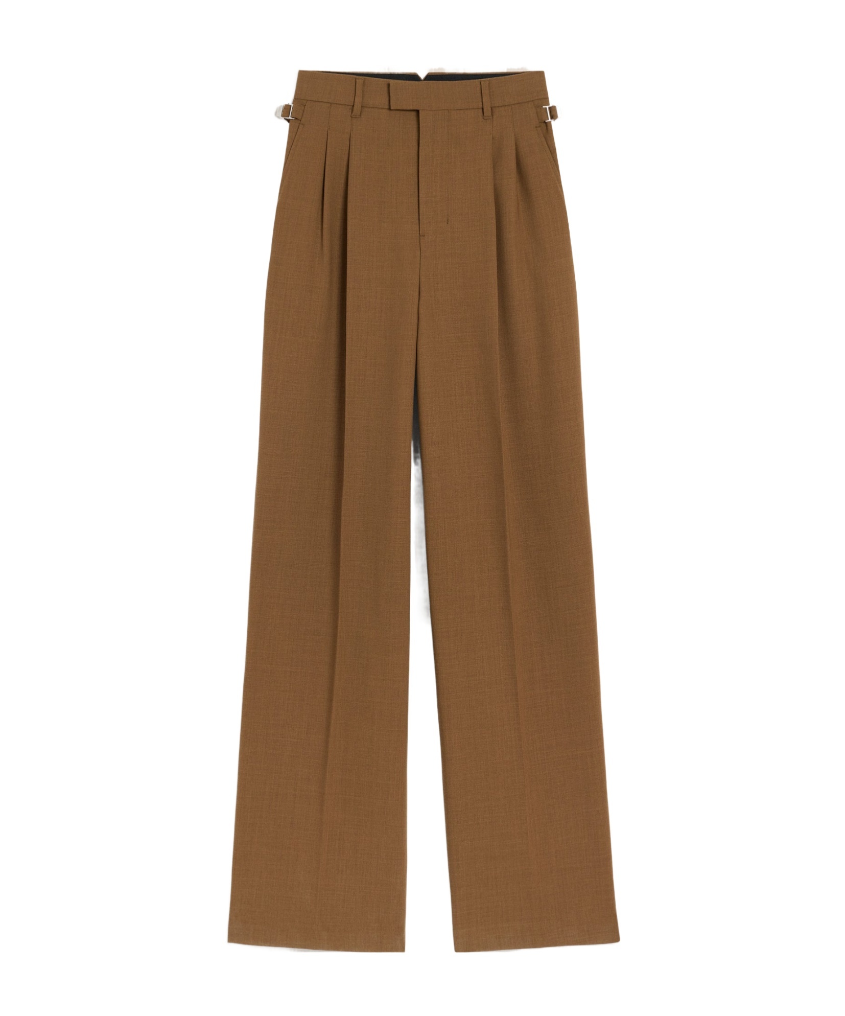 Ami Alexandre Mattiussi Brown Wool High Waist Tabs Wide Trousers Brown In Brown