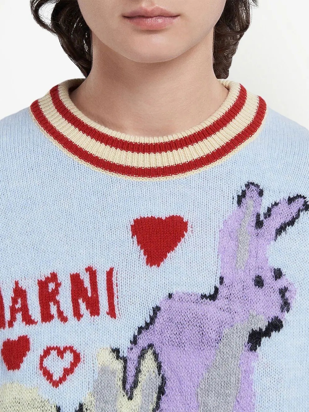Marni Intarsia-knit Crew-neck Jumper In White