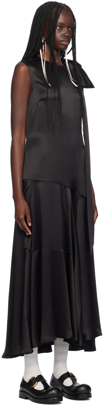 Simone Rocha Black Shoulder Bow Sheath Midi Dress In Black