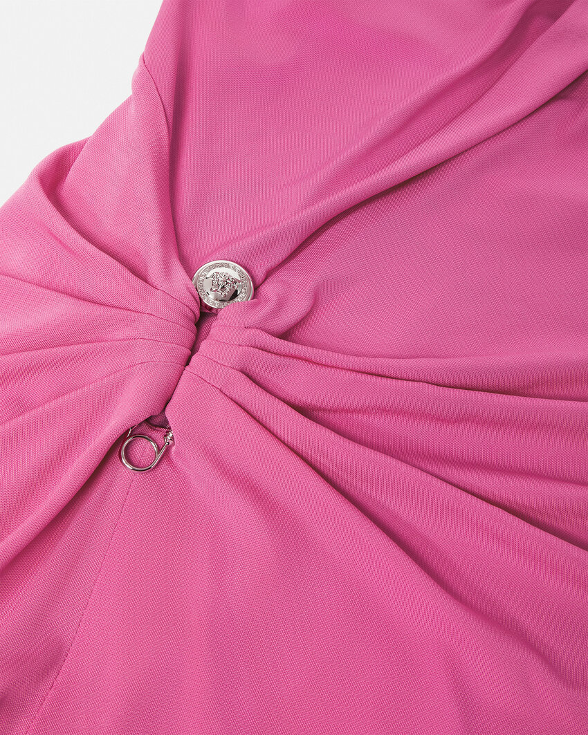 Versace Safety-pin Draped Crepe Jersey Slit Gown