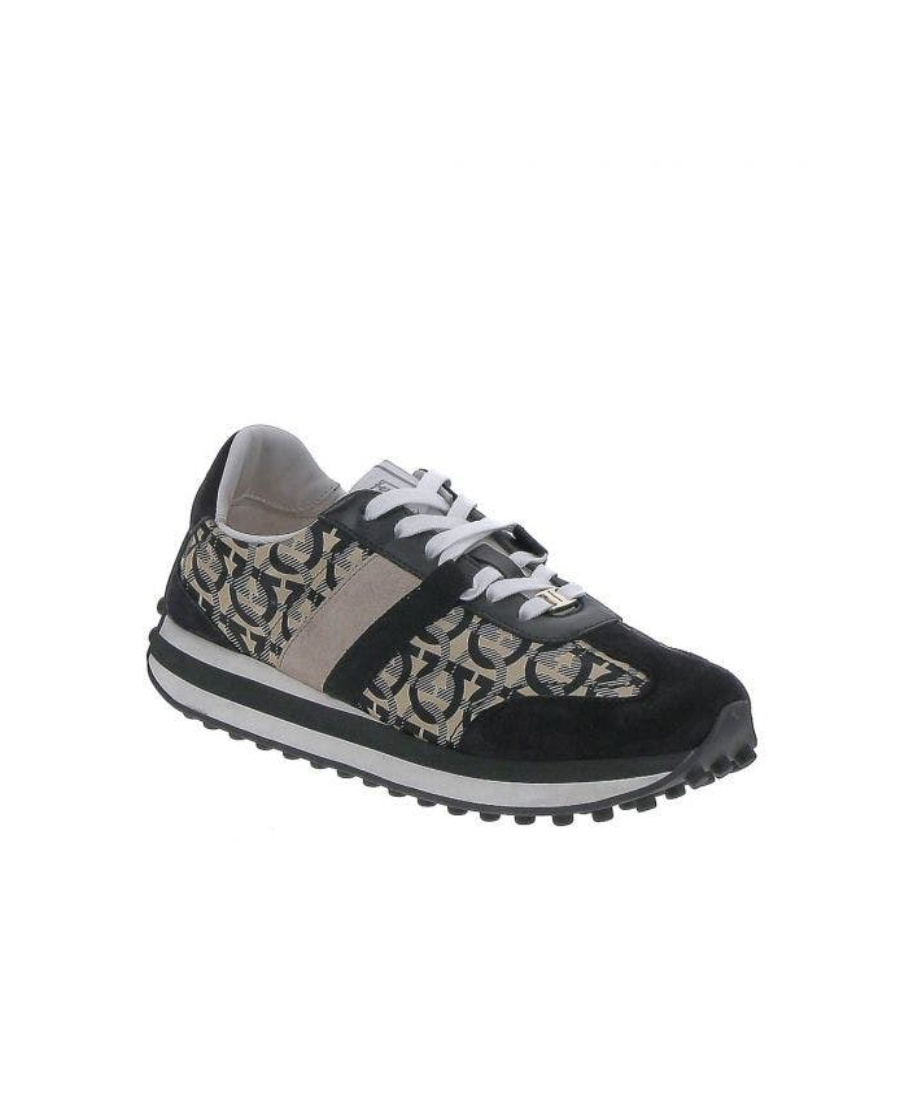 Ferragamo Gancini-print Low-top Sneakers In Black