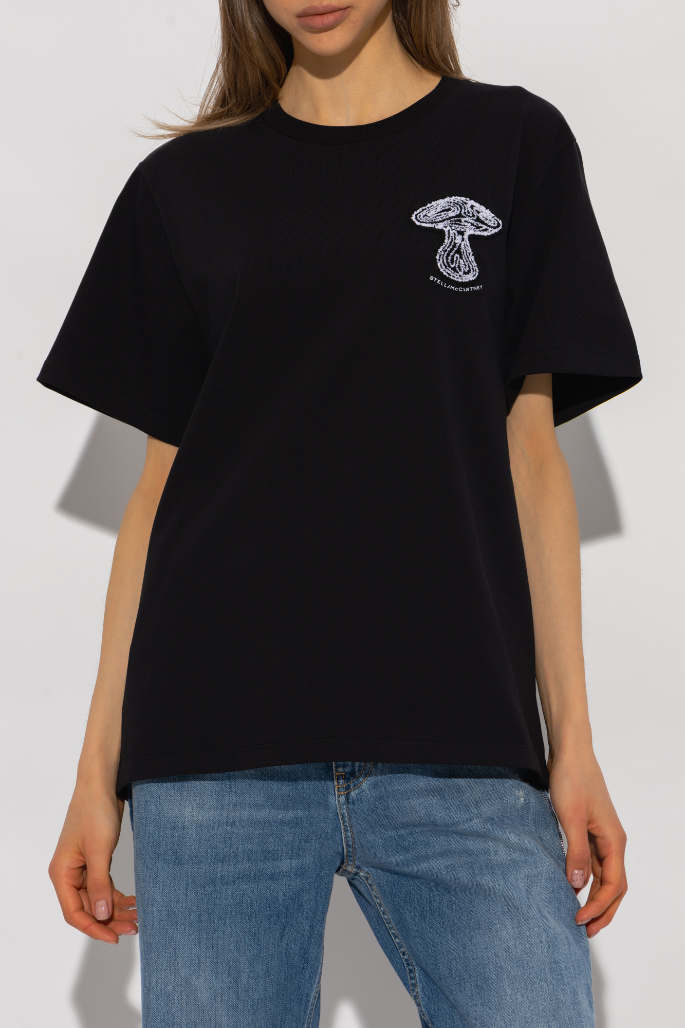 Stella Mccartney T-shirt With Round Neck And Short Sleeves In Black