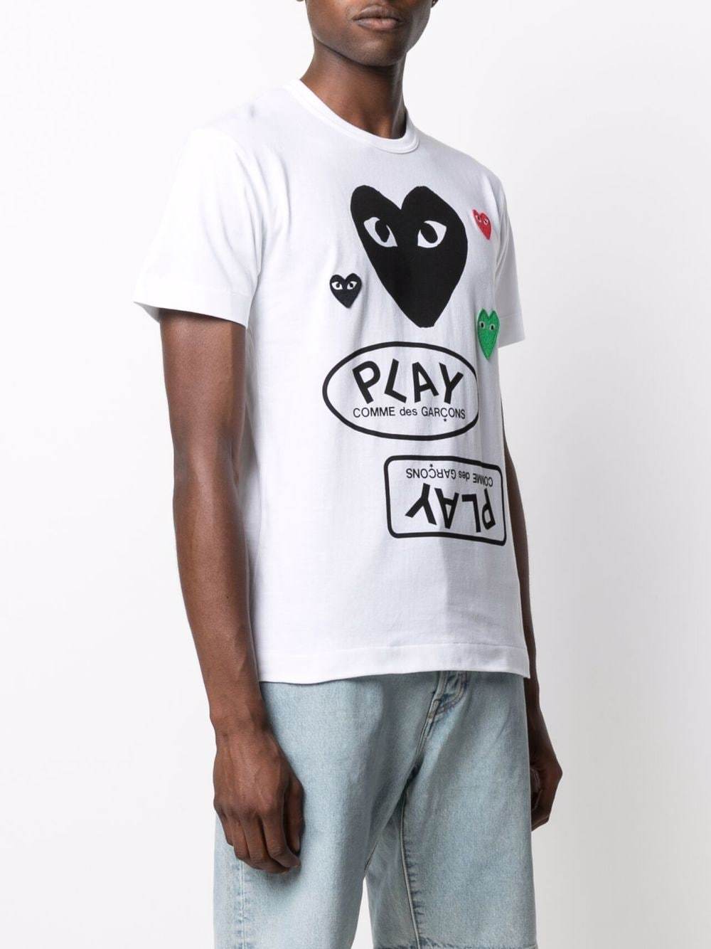 Comme Des Garçons White Heart Print T-shirt In White
