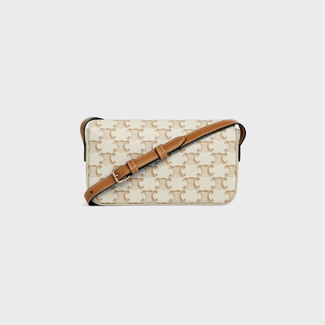 Celine Triomphe Logo Printed Cowhide Shoulder Backpack In White