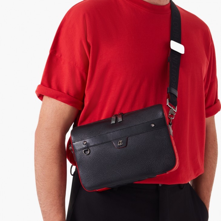 Christian Louboutin Ruisbuddy Leather Messenger Bag In Black
