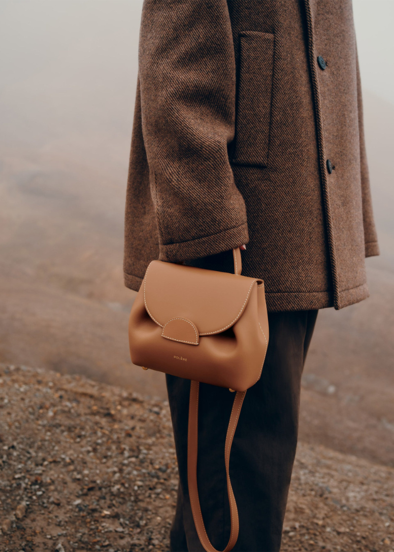 Polene Flap Shoulder Bag In Brown