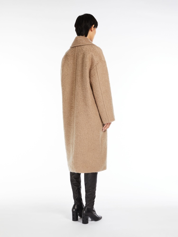 Max Mara First Shearing Wool Long Overcoat In Brown