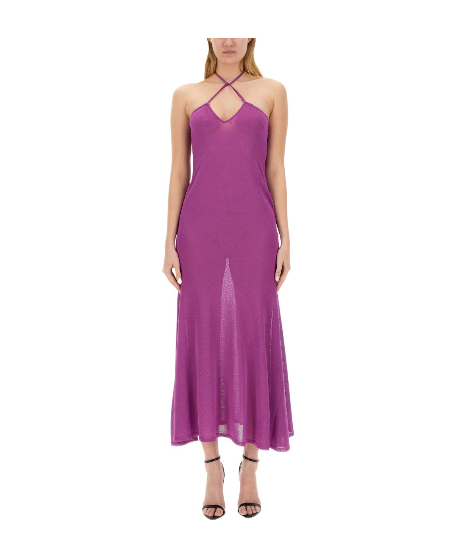 Shop Tom Ford Off-shoulder Midi Dress In Pink