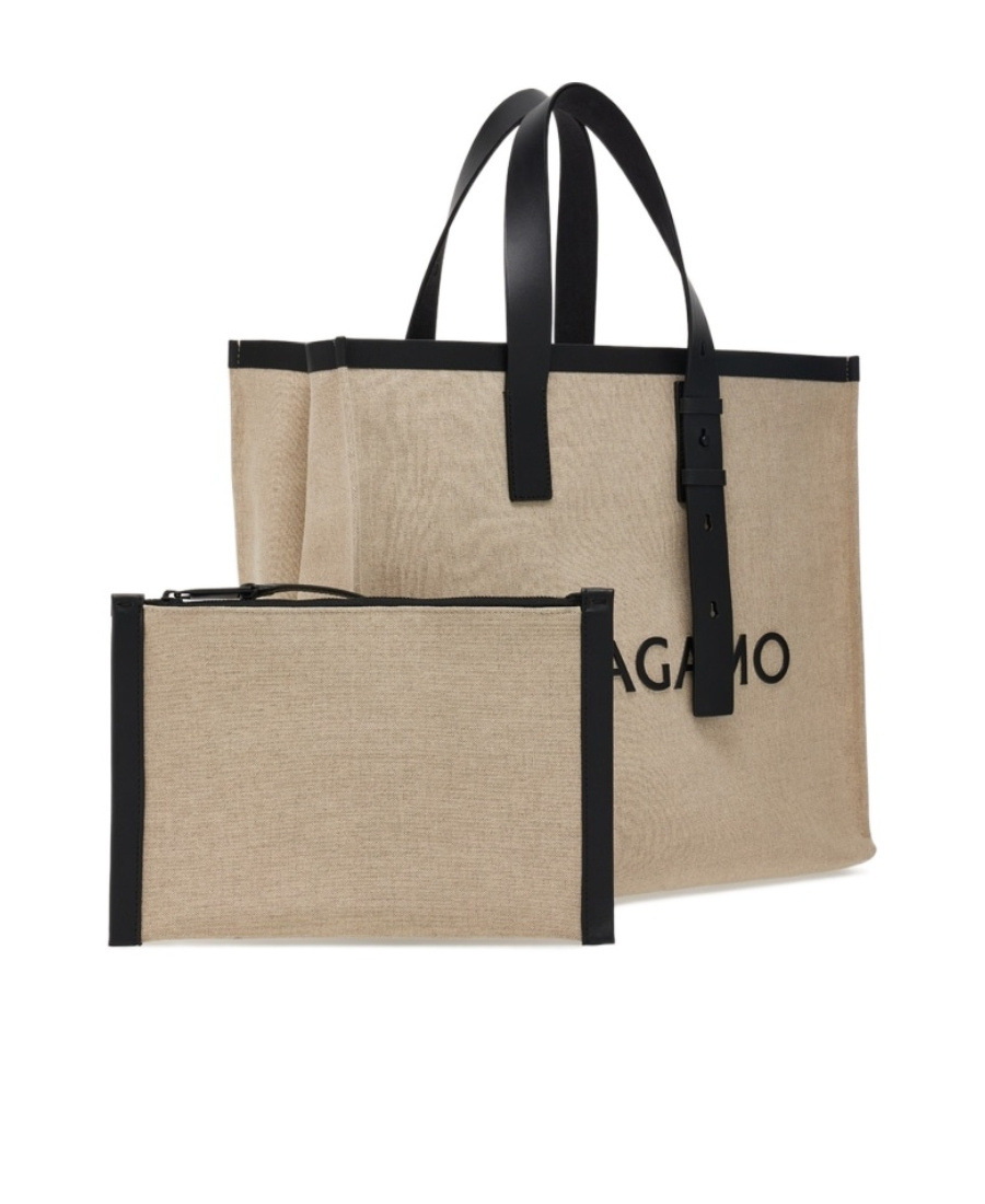 Shop Ferragamo Logo-embossed Leather Tote Bag In Nude