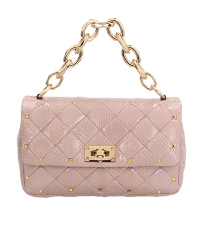 Valentino Geometric Detail Shoulder Bag In Nude