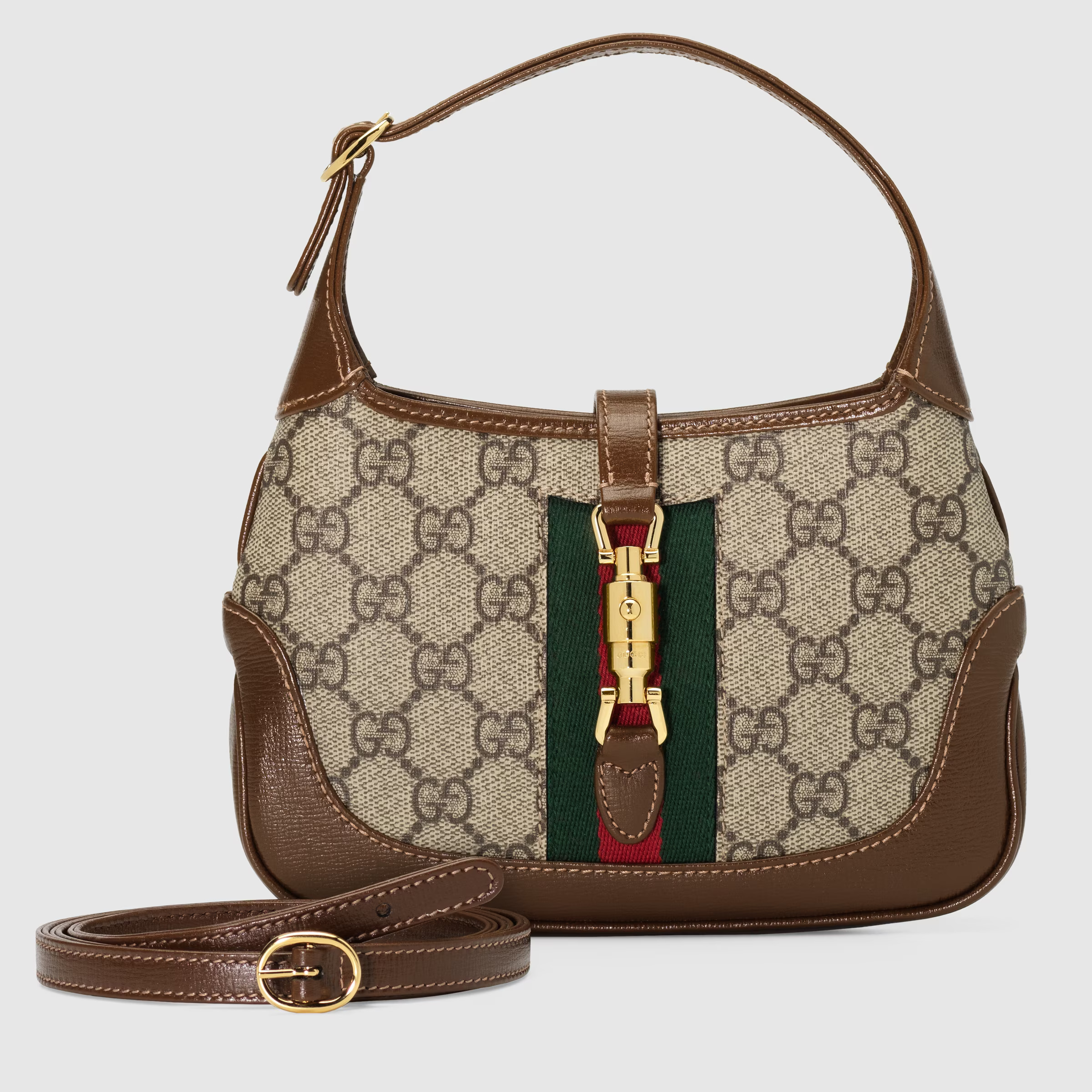 Gucci Jackie 1961 Small Webbing-trimmed Coated-canvas And Leather Shoulder Bag In White