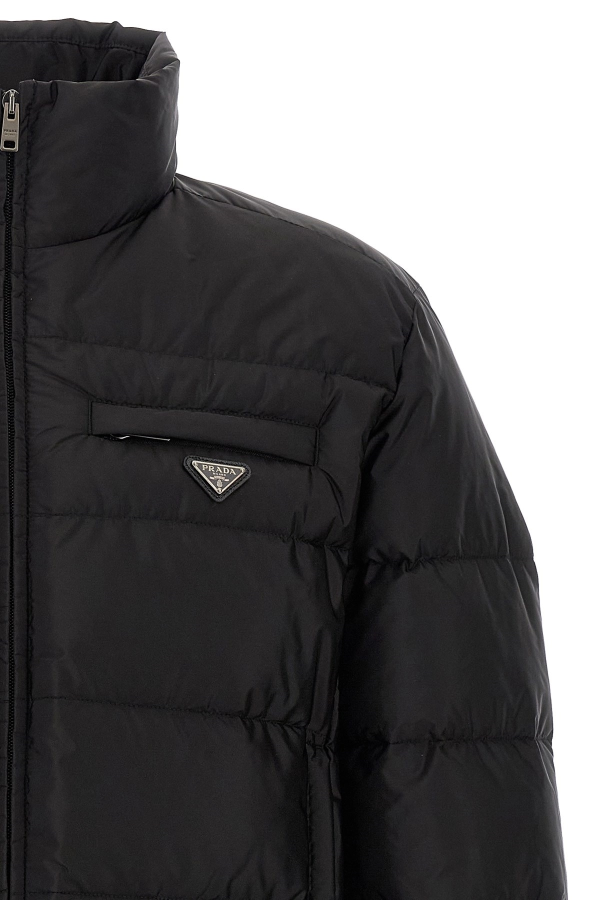 Prada Re-nylon Down Jacket In Black