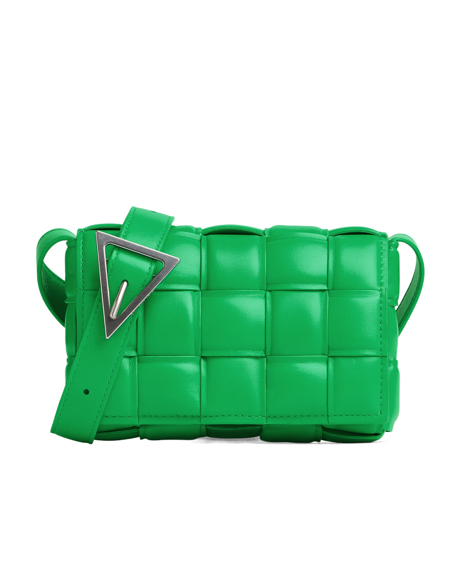 Bottega Veneta Cassette Padded Intrecciato Leather Shoulder Bag In Green