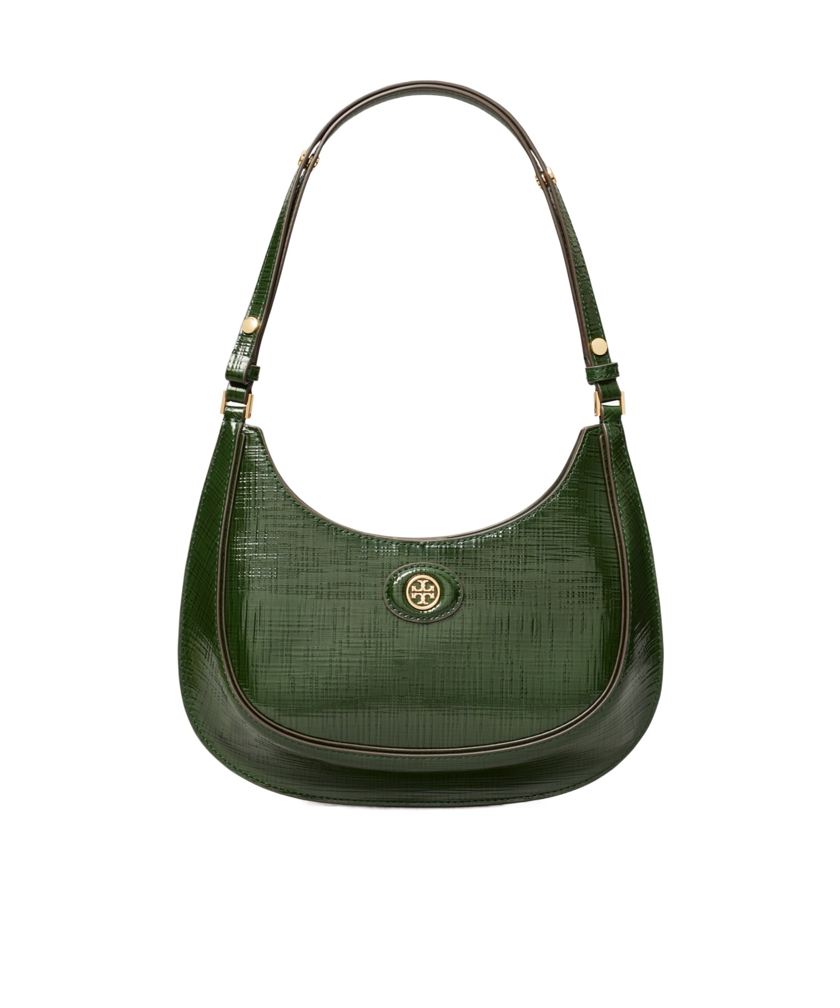 Tory Burch The Robinson Crosshatched Shoulder Bag In Green