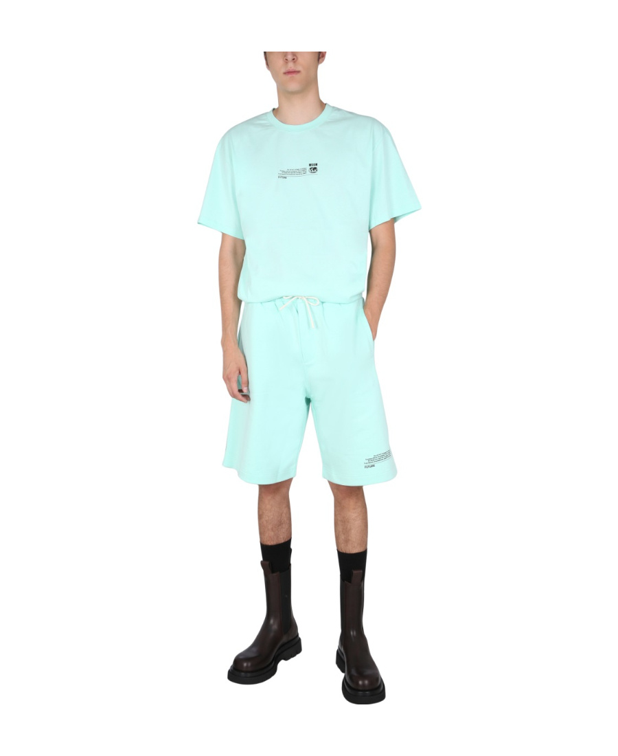 Msgm Fantastic Green Bermuda In Blue