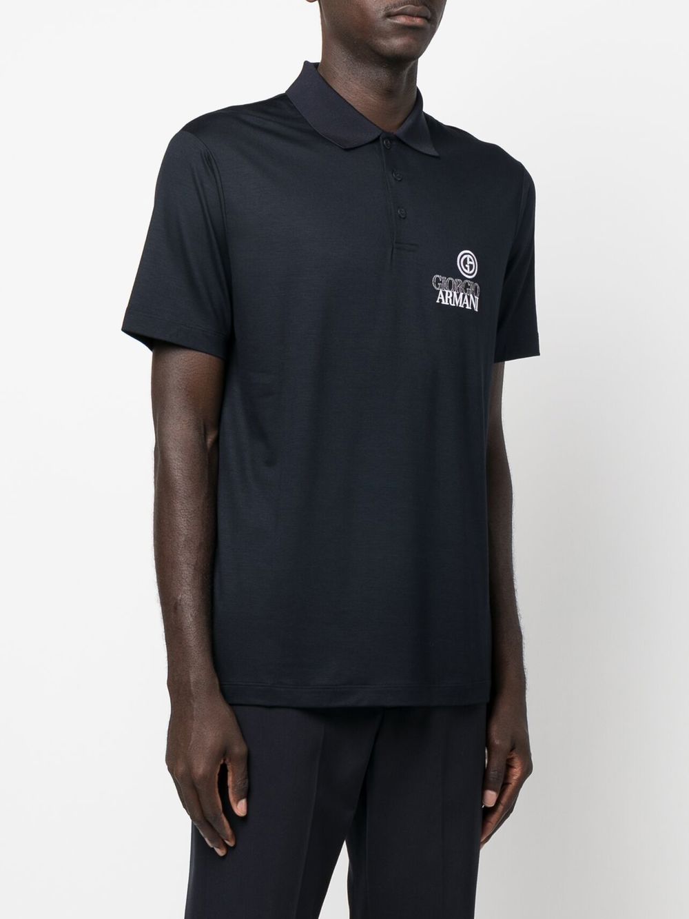 Giorgio Armani Logo Polo Shirt In Black