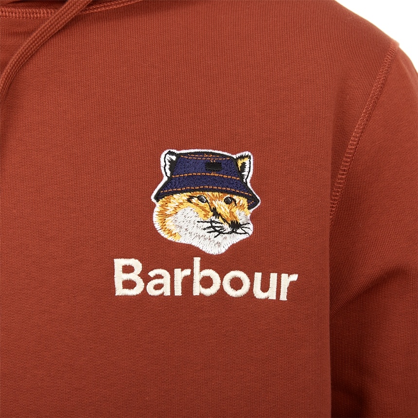 Shop Barbour Logo Cotton Hooded Sweater In Red