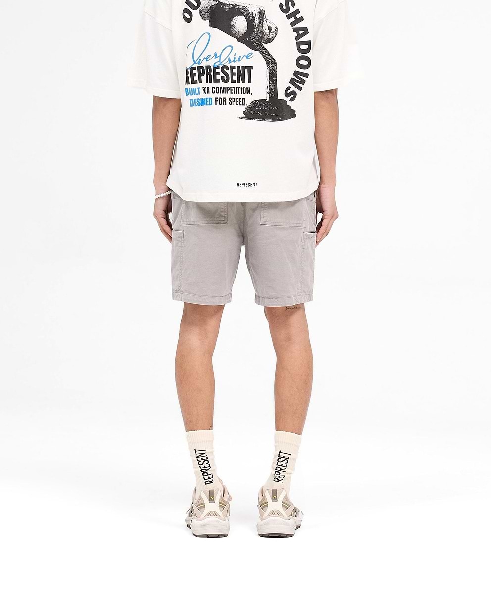 Represent Washed Taupe Cargo Shorts