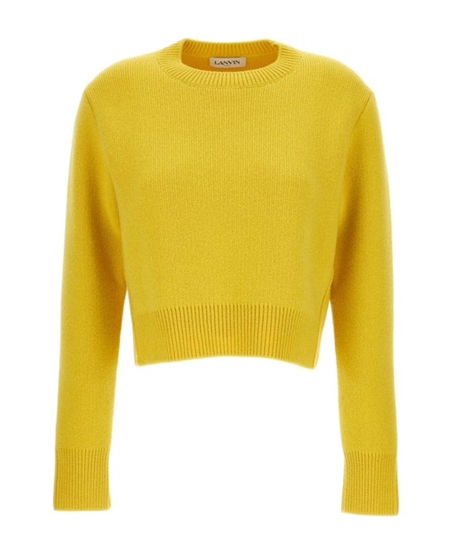 Shop Lanvin Cropped Knitted Jumper In Yellow