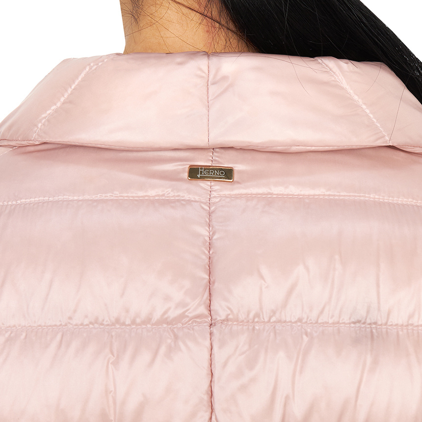 Herno V-neck Long-sleeved Down Jacket In Pink