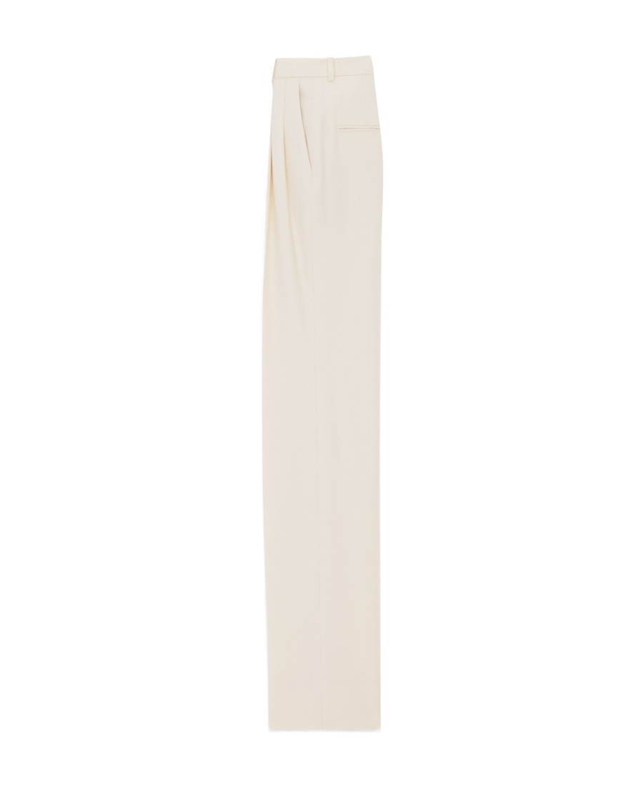 Saint Laurent Silk Wide-leg Trousers In White