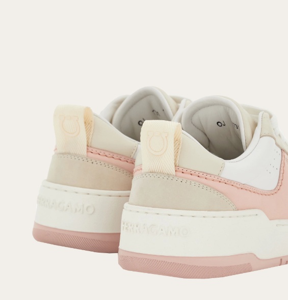Ferragamo Logo Lacing Skateboard Sneakers In Nude