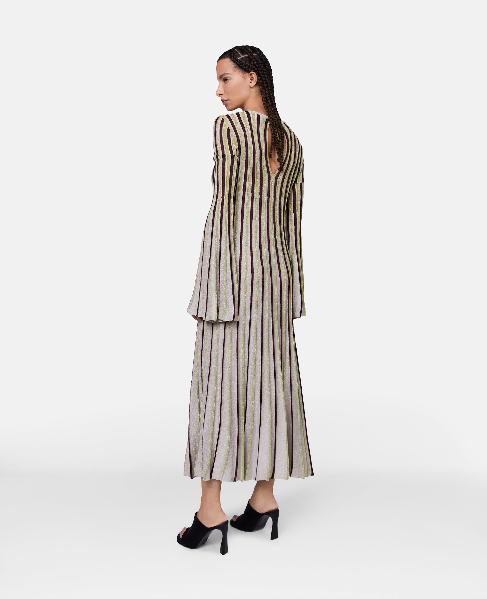 Stella Mccartney Lurex-detail Striped Maxi Dress In Nude