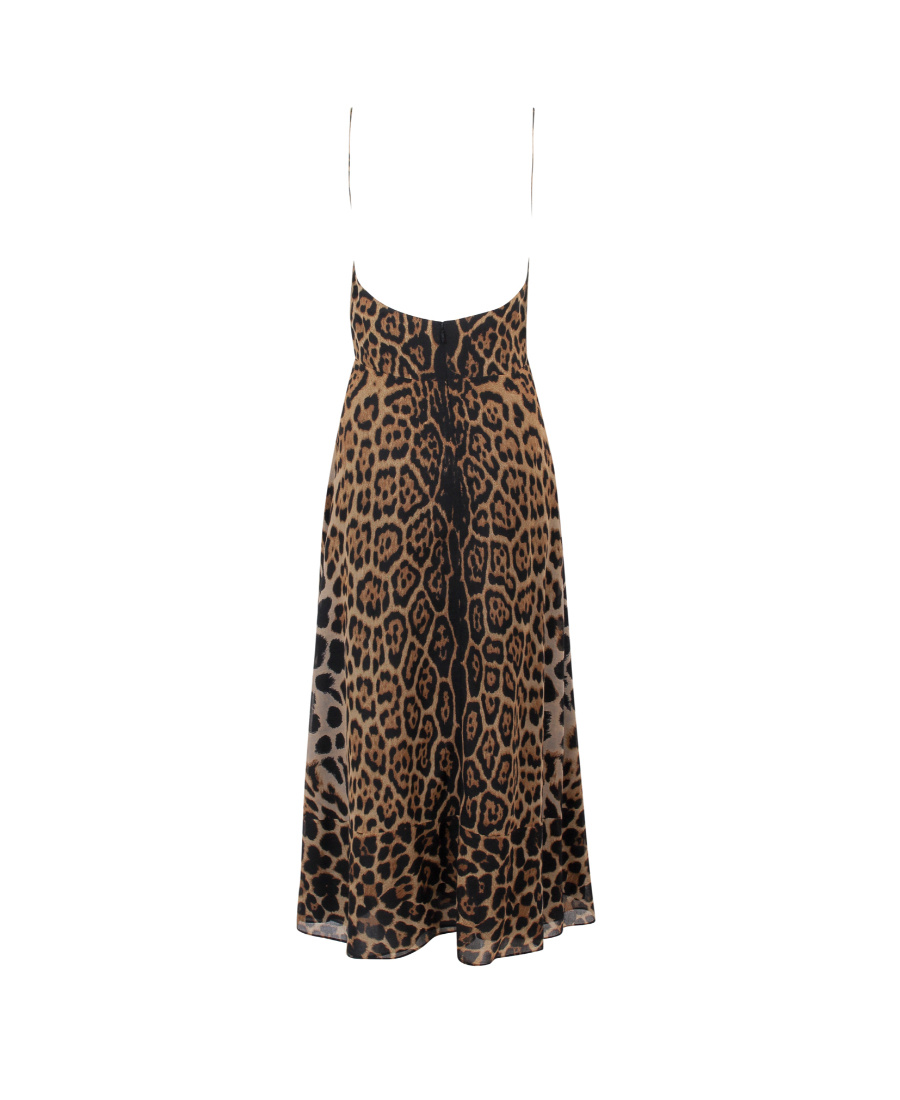 Saint Laurent Cut-out Leopard-print Midi Dress In Black