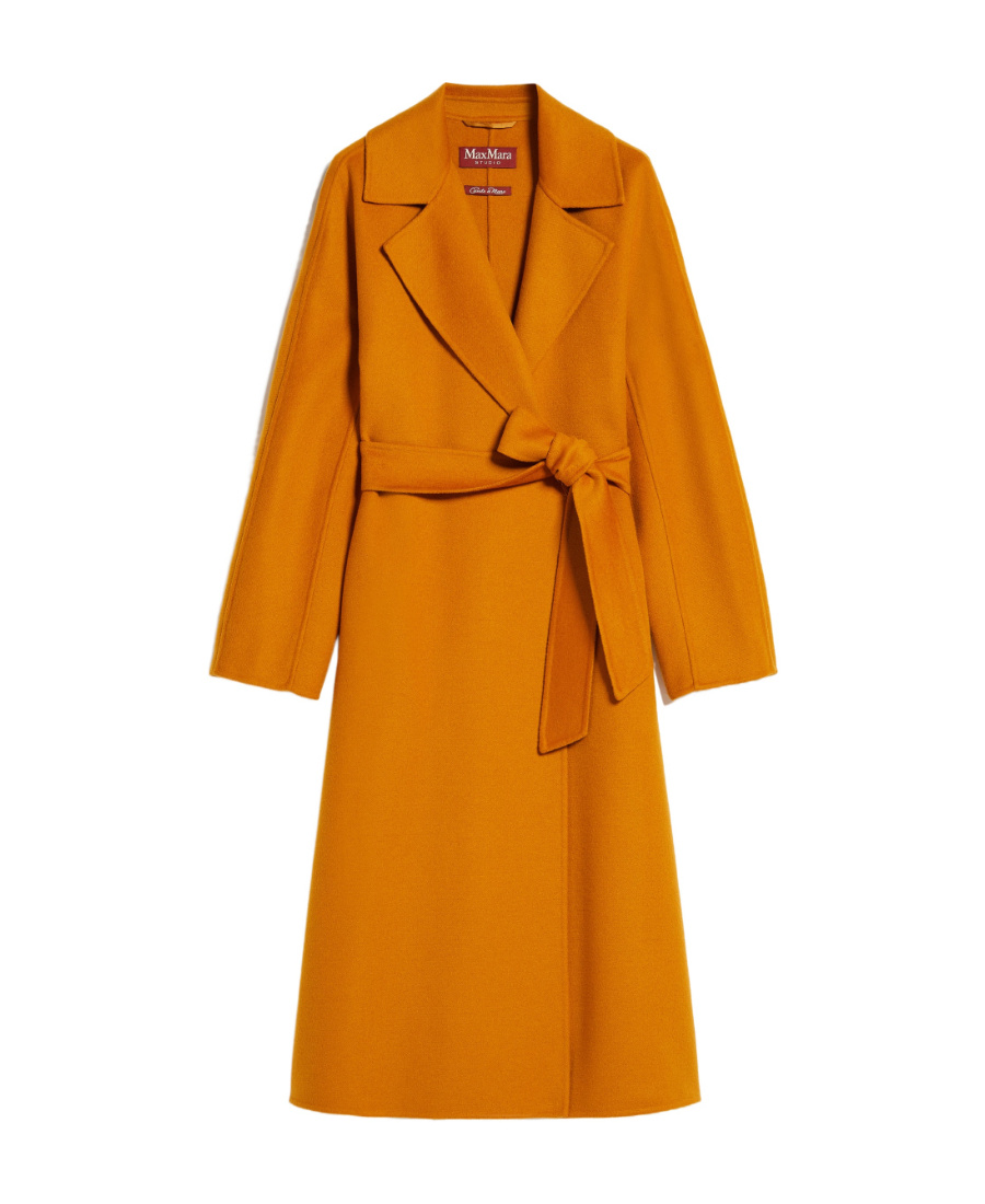 Max Mara Long Robe Overcoat In Orange