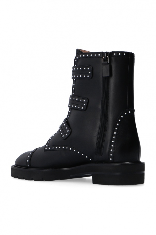 Stuart Weitzman Jesse Lift Studded Ankle Boots In Black