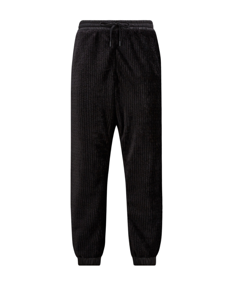 Moncler Straight-leg Velvet Track Pants In Black