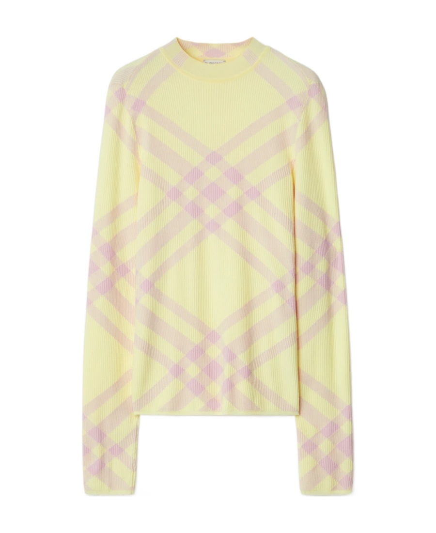 Burberry Check-pattern Ribbed Jumper In Nude
