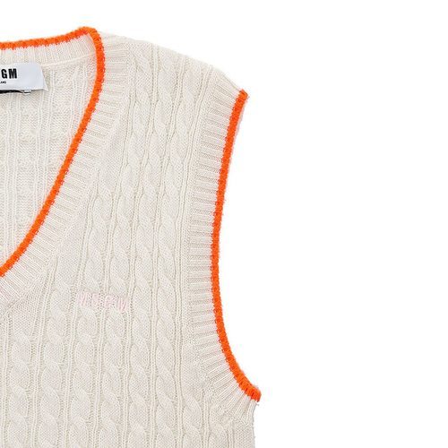 Msgm V-neck Knit Vest In White