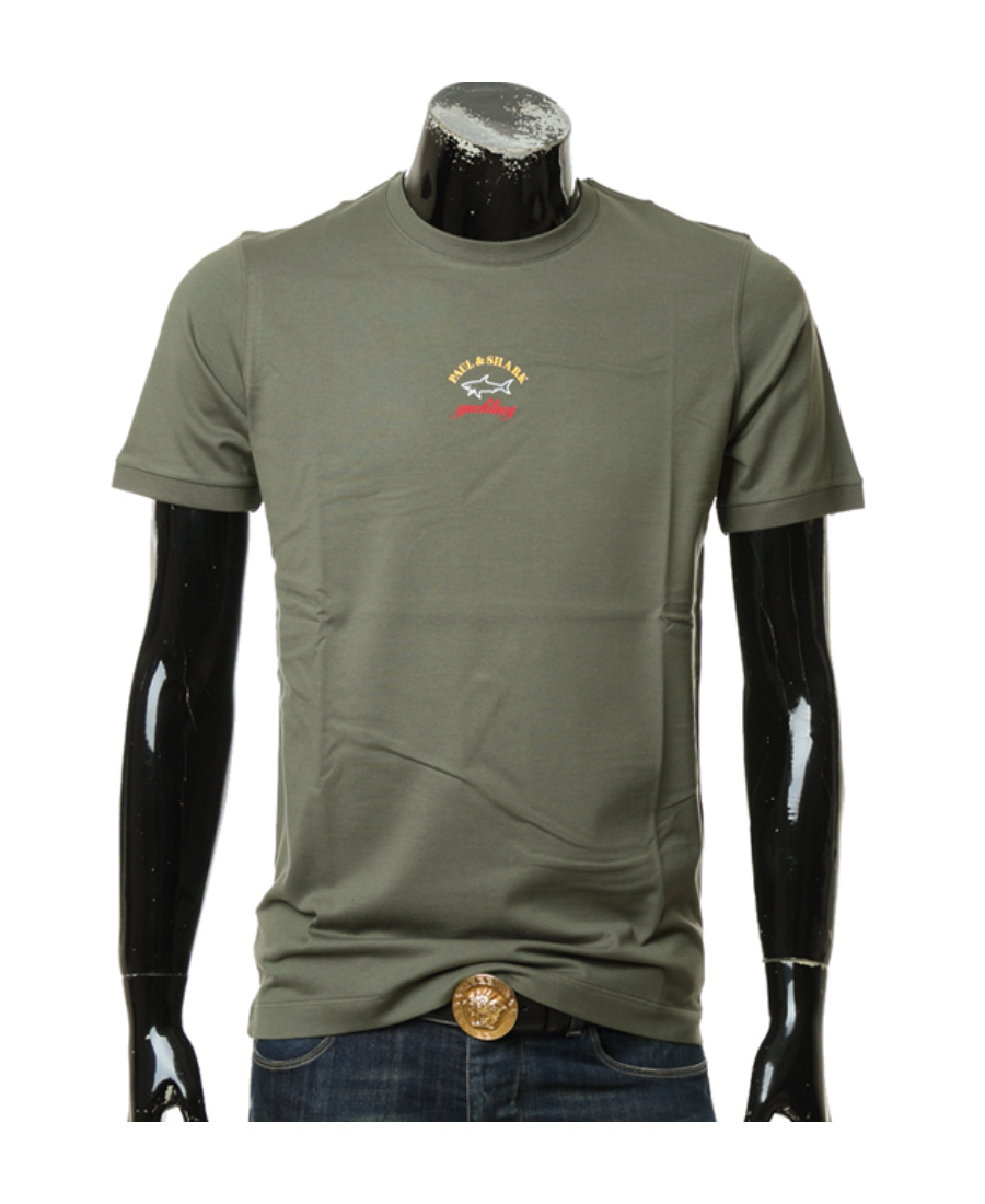 Shop Paul & Shark Logo Printed T-shirt With Round Neck In Green