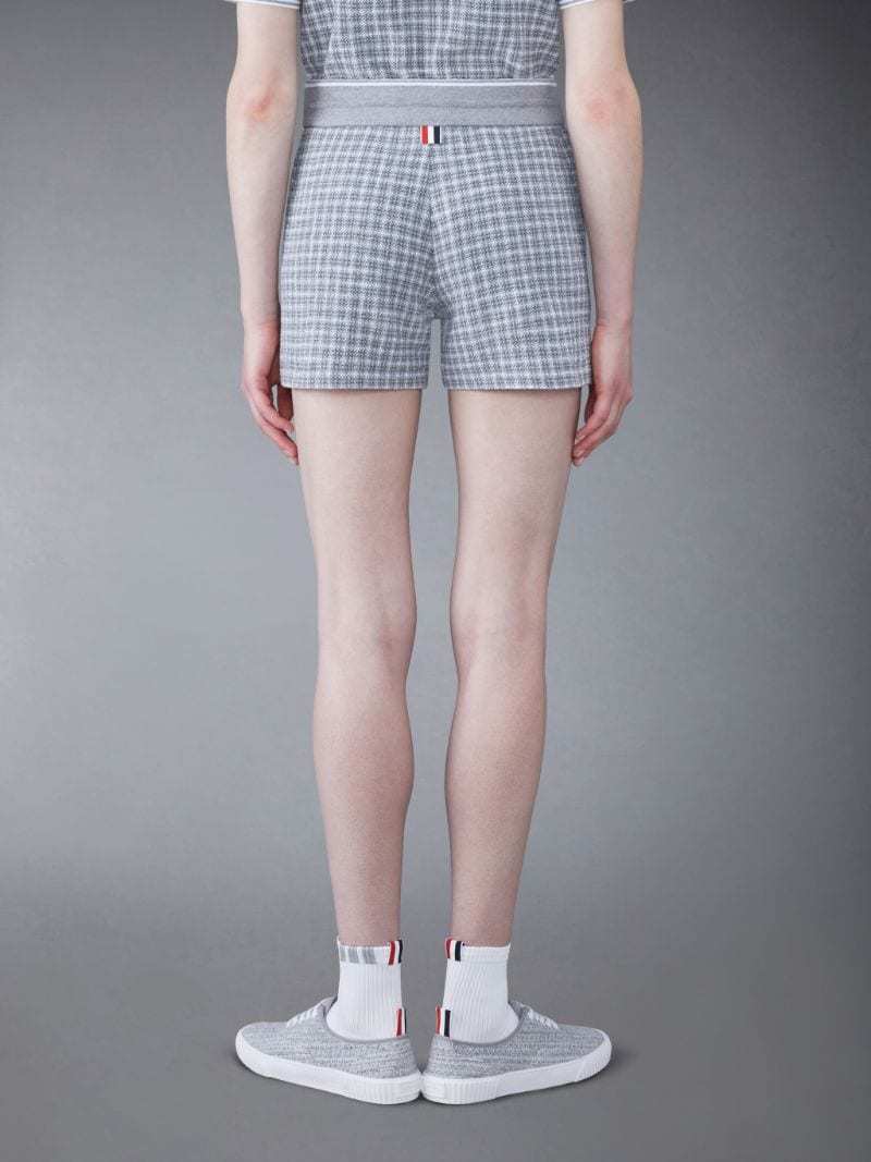Thom Browne Checked Tweed Track Shorts In Blue