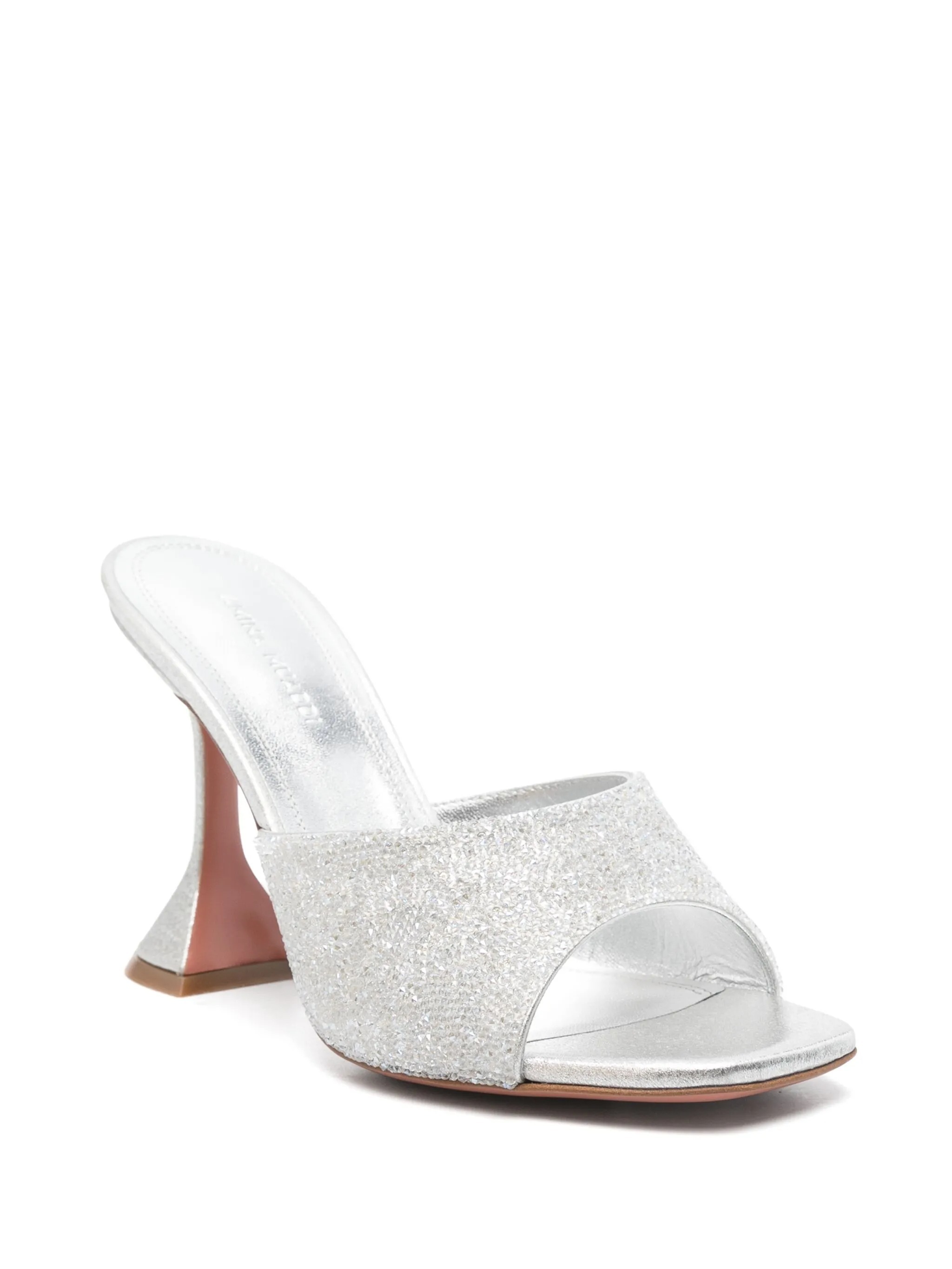 Amina Muaddi Lupita Crystal 95 Silver Satin In Metallic