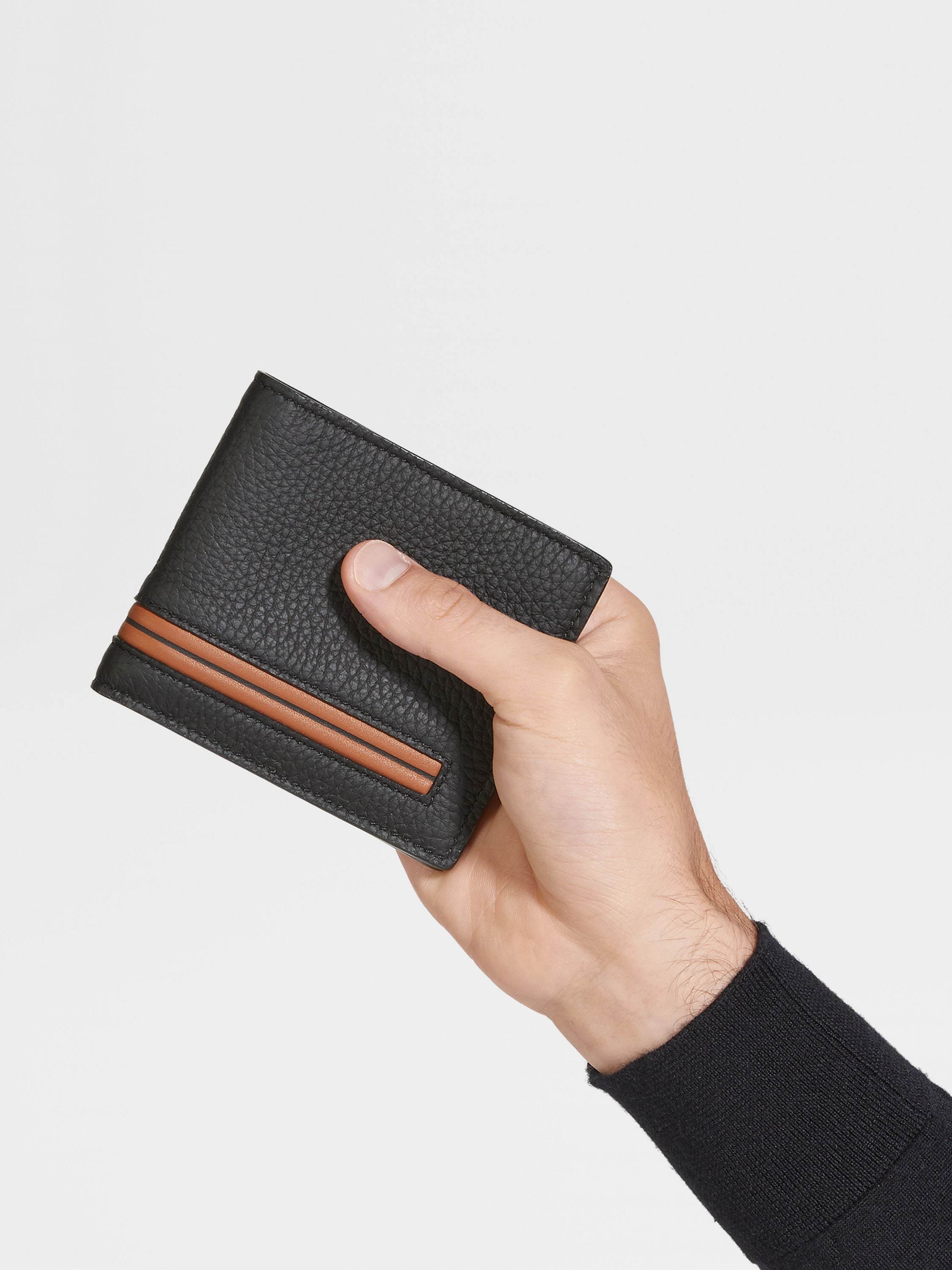 Zegna Bi-fold Leather Wallet In Black